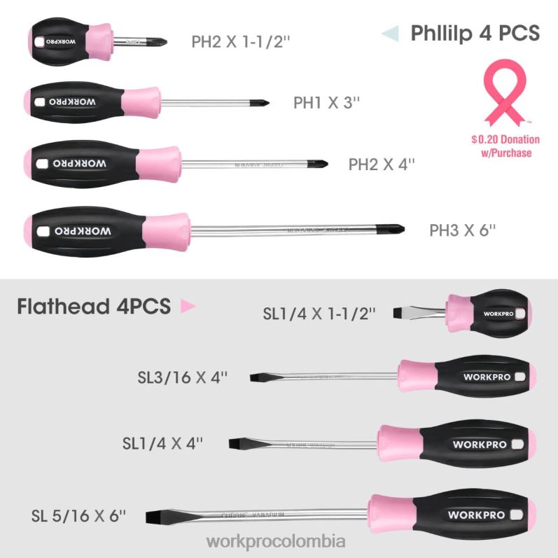 WORKPRO Juego de destornilladores magnéticos de 8 piezas con estante organizador. JP02P247 herramienta útil