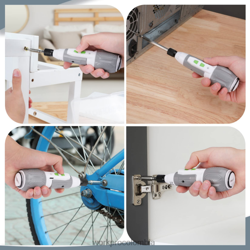 WORKPRO Kit de destornillador inalámbrico con batería de iones de litio recargable por USB de 4v JP02P236 herramienta rosa/blanco