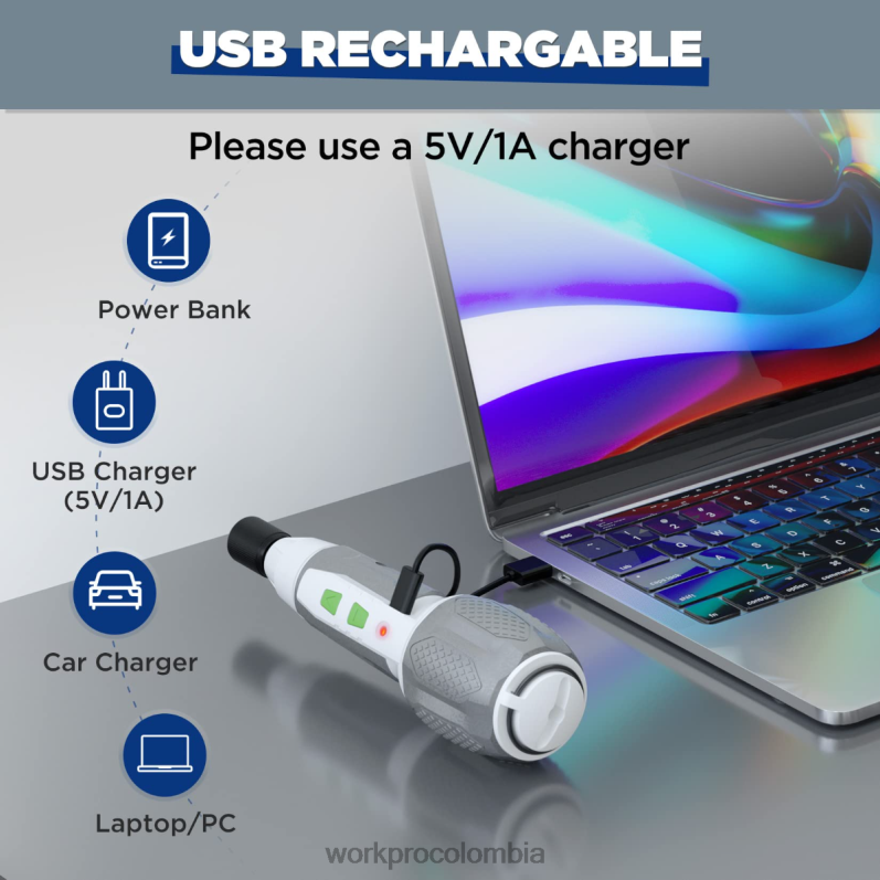 WORKPRO Kit de destornillador inalámbrico con batería de iones de litio recargable por USB de 4v JP02P236 herramienta rosa/blanco