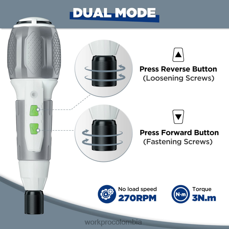 WORKPRO Kit de destornillador inalámbrico con batería de iones de litio recargable por USB de 4v JP02P236 herramienta rosa/blanco