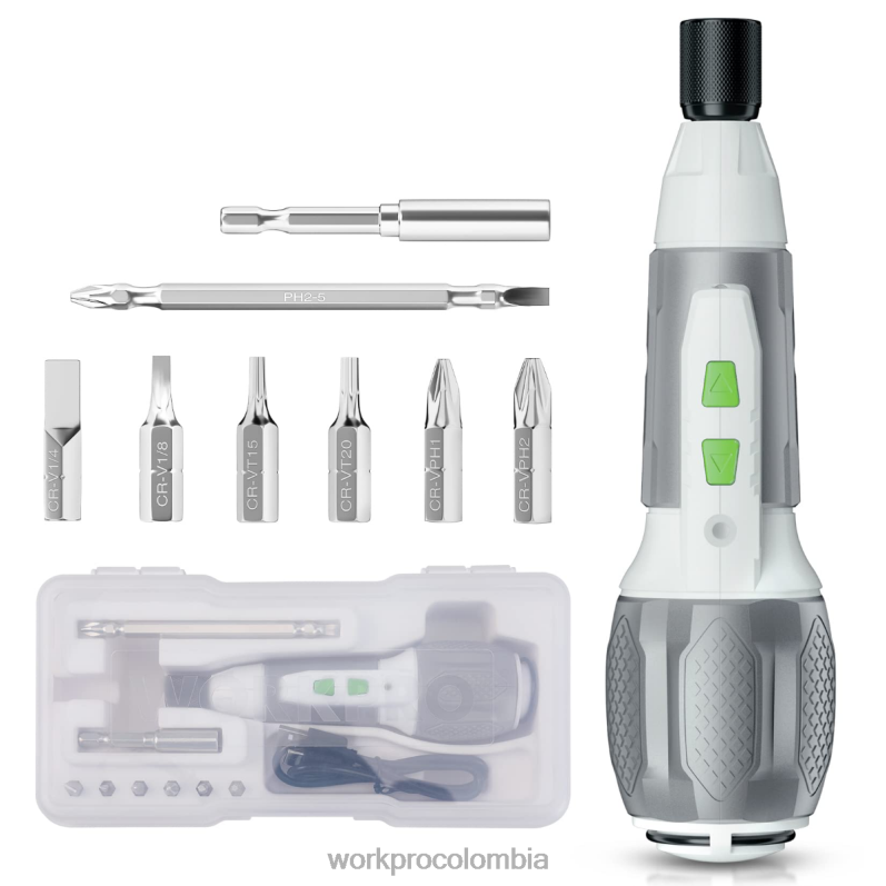 WORKPRO Kit de destornillador inalámbrico con batería de iones de litio recargable por USB de 4v JP02P236 herramienta rosa/blanco
