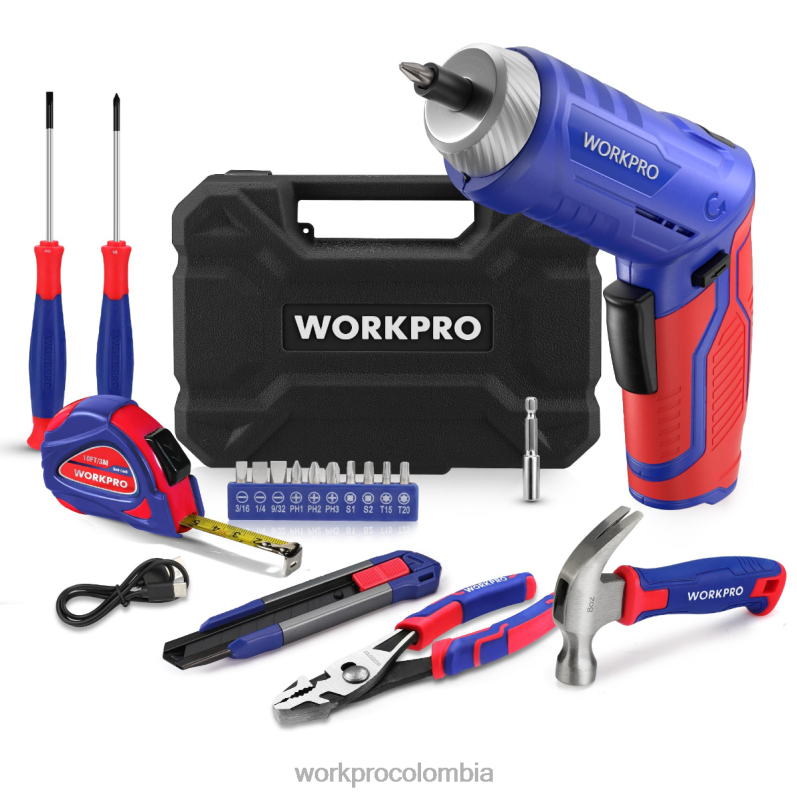 WORKPRO Kit de herramientas para el hogar general de 18 piezas. JP02P102 herramienta rosado azul