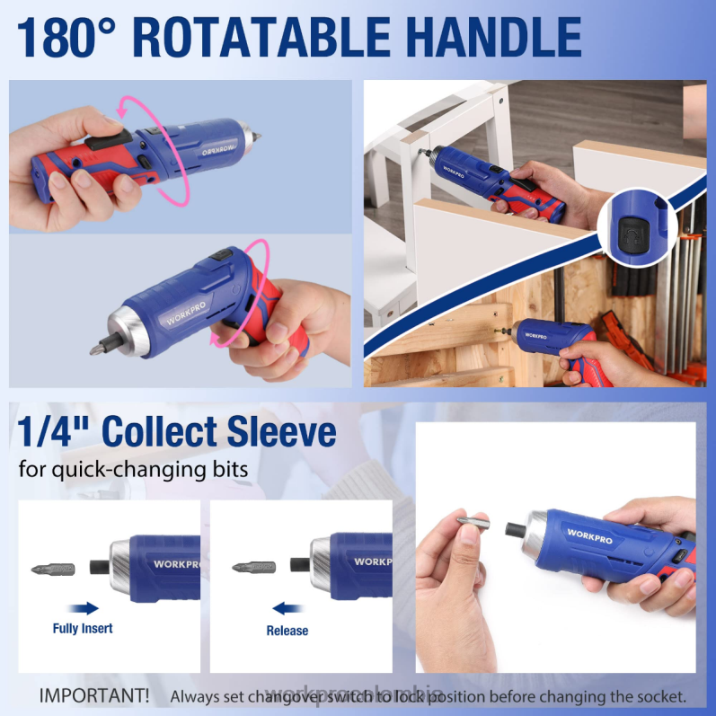 WORKPRO Kit de herramientas para el hogar general de 18 piezas. JP02P102 herramienta rosado azul