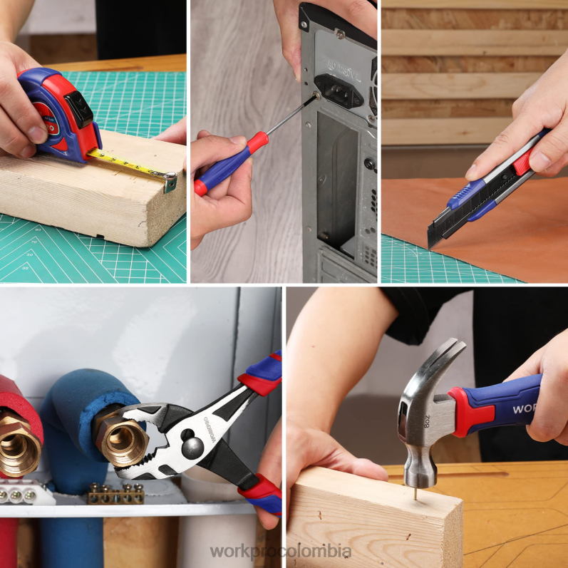 WORKPRO Kit de herramientas para el hogar general de 18 piezas. JP02P102 herramienta rosado azul