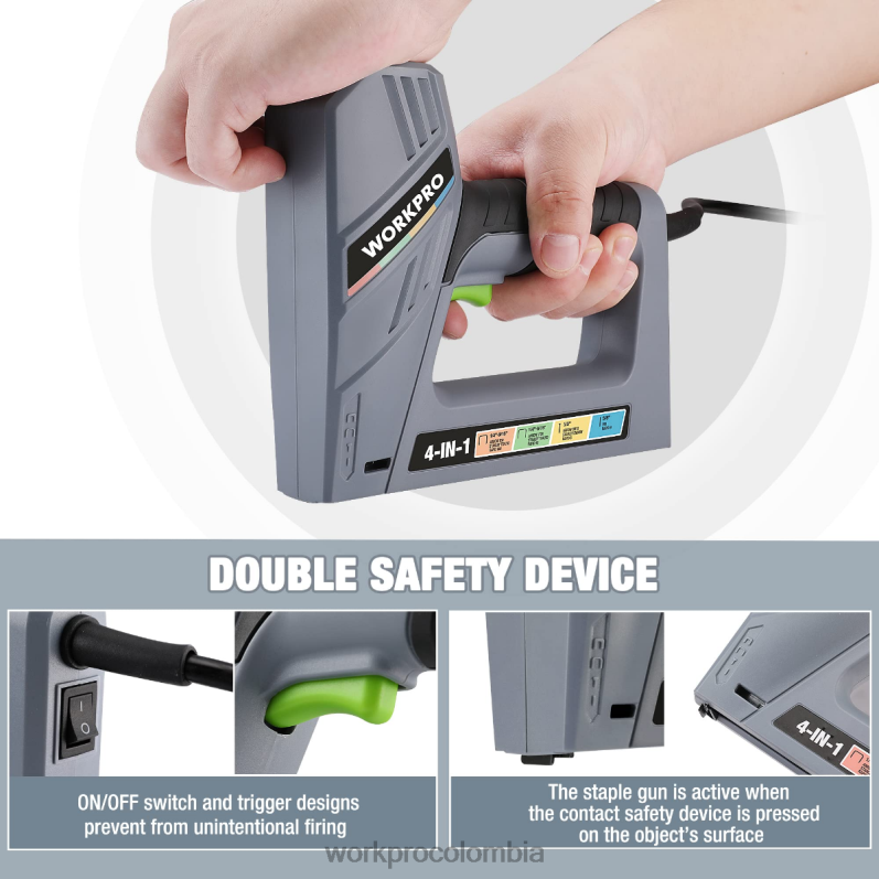 WORKPRO Pistola de clavos eléctrica con cable 4 en 1, que incluye 3000 grapas y clavos JP02P60 herramienta útil
