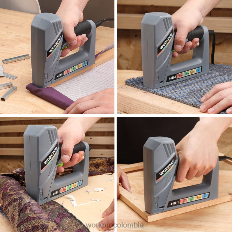 WORKPRO Pistola de clavos eléctrica con cable 4 en 1, que incluye 3000 grapas y clavos JP02P60 herramienta útil