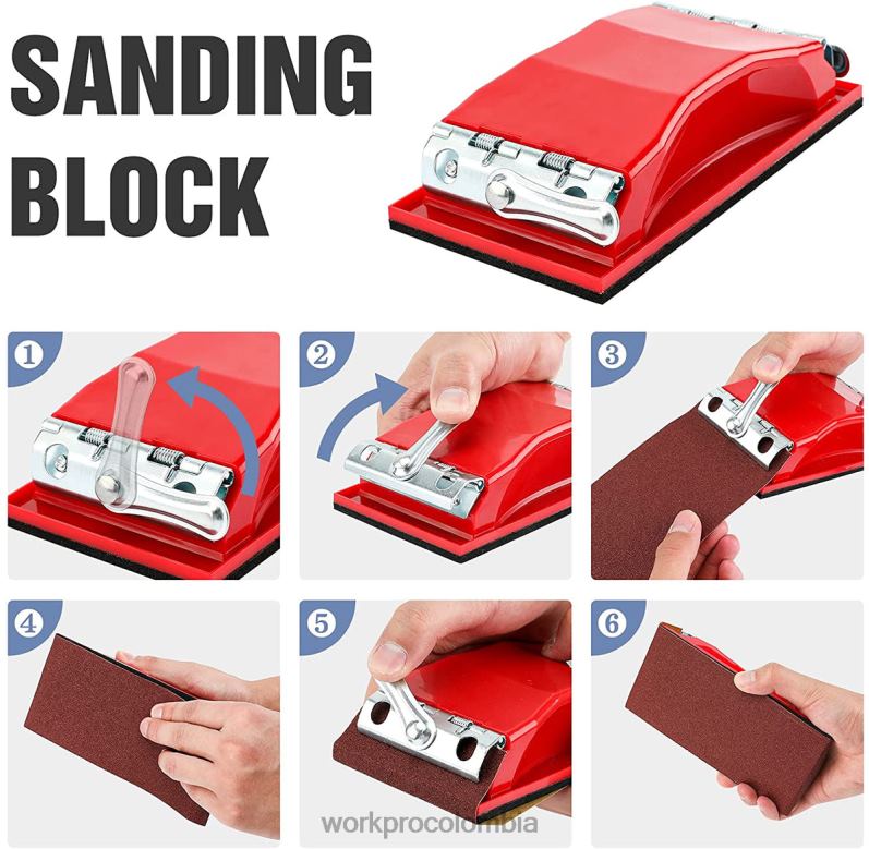 WORKPRO 24 paquetes de papel de lija de grano surtido 80-600 con soporte JP02P150 herramienta útil