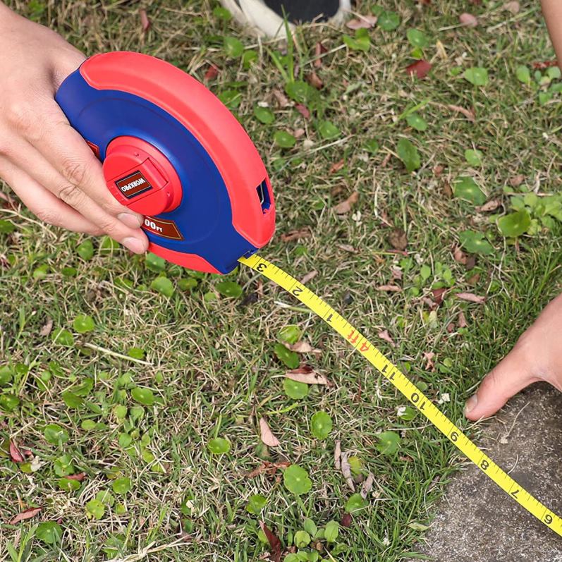 WORKPRO Cinta métrica de 100 pies, cinta larga de acero con carrete cerrado y mango plegable, estuche resistente a los golpes JP02P106 herramienta nuevo