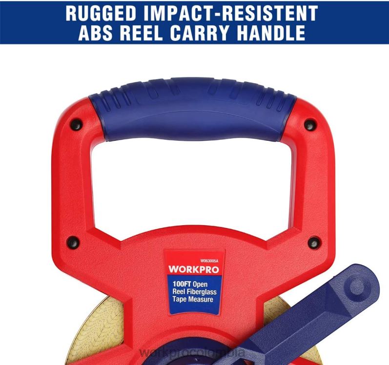 WORKPRO Cinta métrica de carrete abierto con hoja doble de fibra de vidrio recubierta de nailon, 100 pies JP02P109 herramienta nuevo