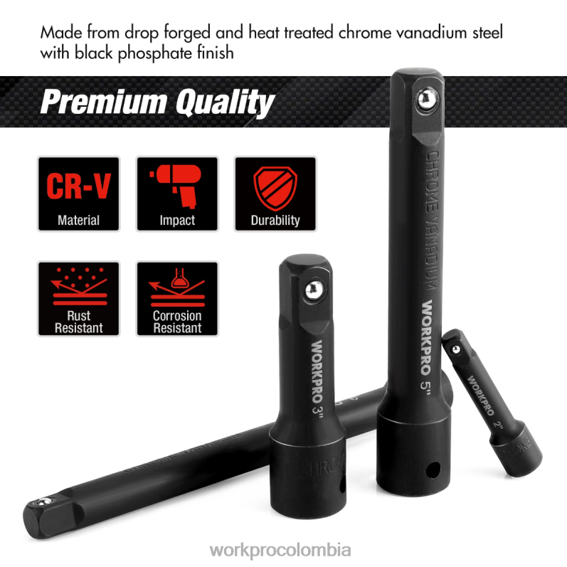 WORKPRO Juego de barras de extensión de controlador de impacto de 9 piezas JP02P141 herramienta moderno