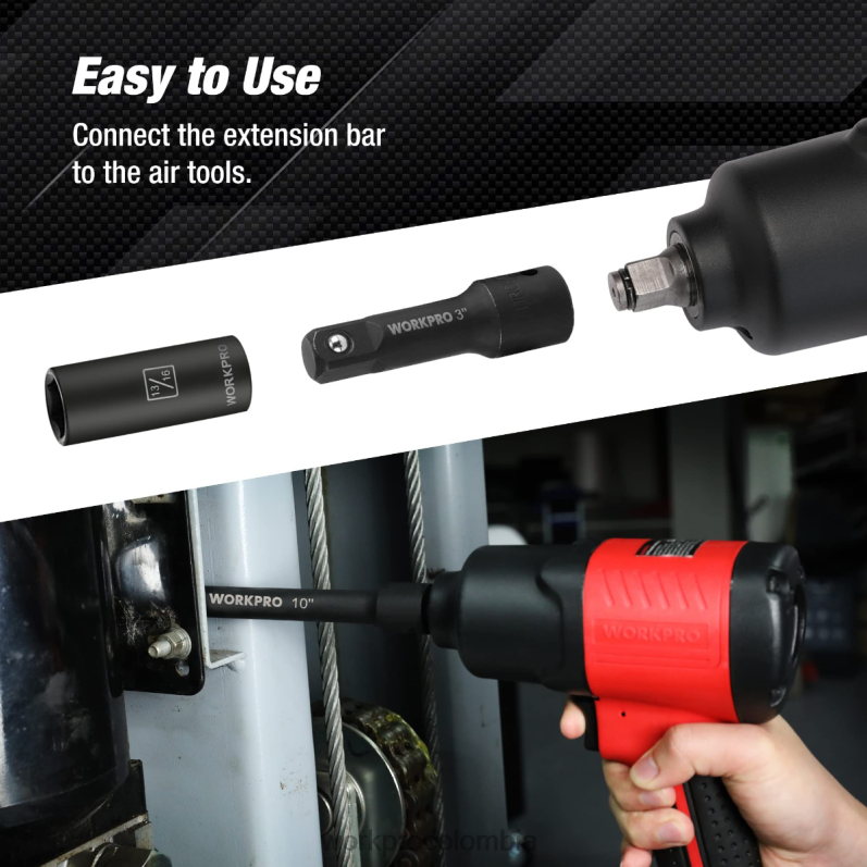 WORKPRO Juego de barras de extensión de controlador de impacto de 9 piezas JP02P141 herramienta moderno