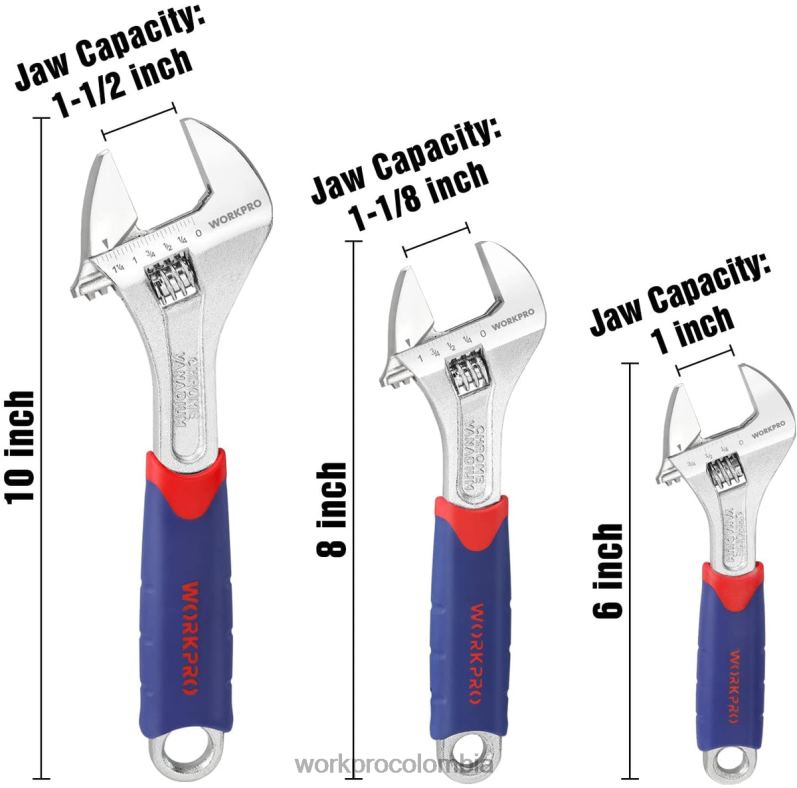 WORKPRO Juego de llaves ajustables de 3 piezas JP02P83 herramienta moderno