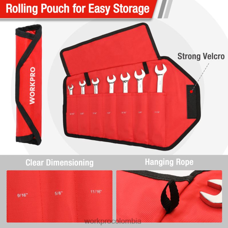 WORKPRO Juego de llaves combinadas con trinquete de 7 piezas JP02P85 herramienta útil