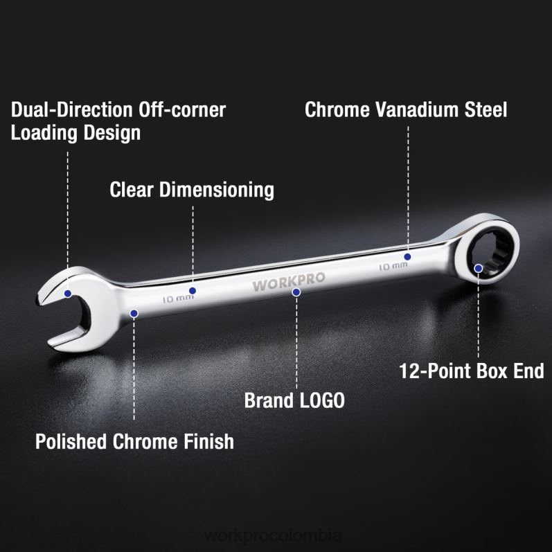 WORKPRO Juego de llaves combinadas con trinquete de 7 piezas JP02P85 herramienta útil