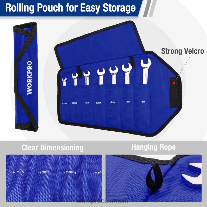 WORKPRO Juego de llaves combinadas con trinquete de 7 piezas JP02P85 herramienta útil