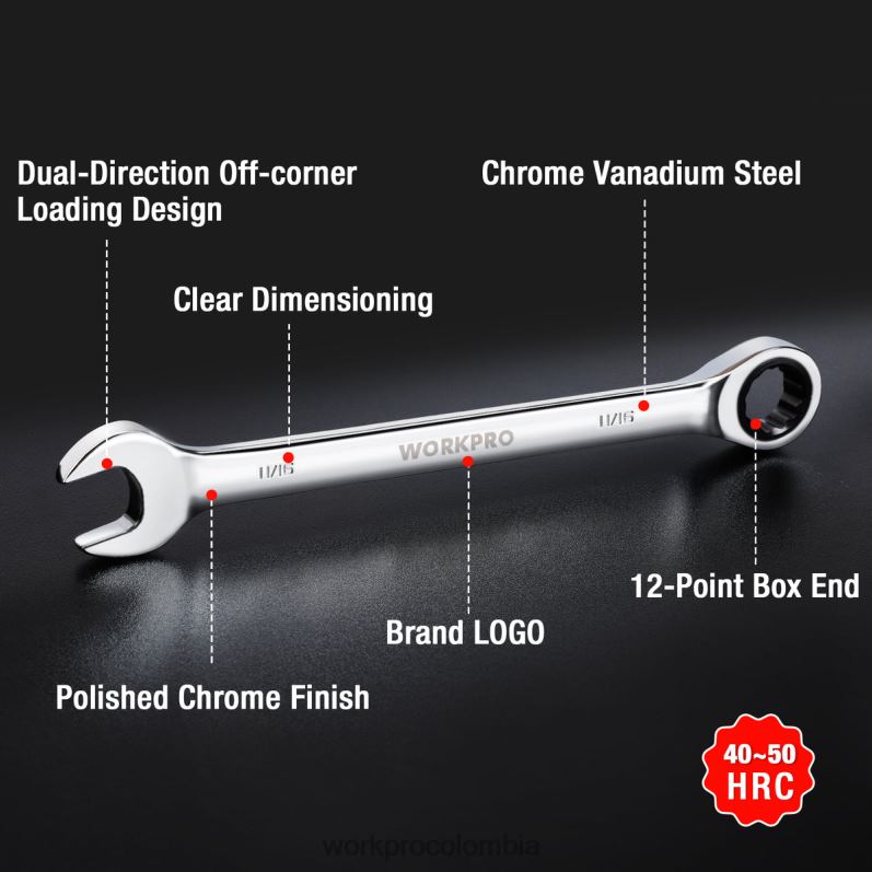 WORKPRO Juego de llaves combinadas con trinquete de 7 piezas JP02P85 herramienta útil