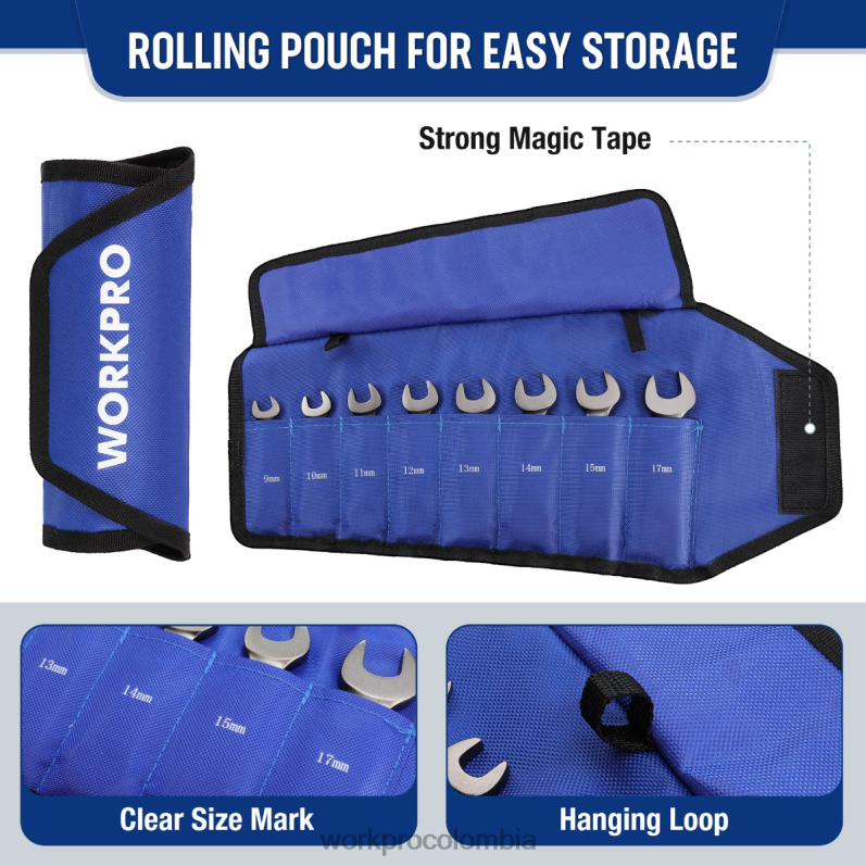 WORKPRO Juego de llaves combinadas de trinquete rechoncho y cabeza flexible de 8 piezas JP02P82 herramienta nuevo