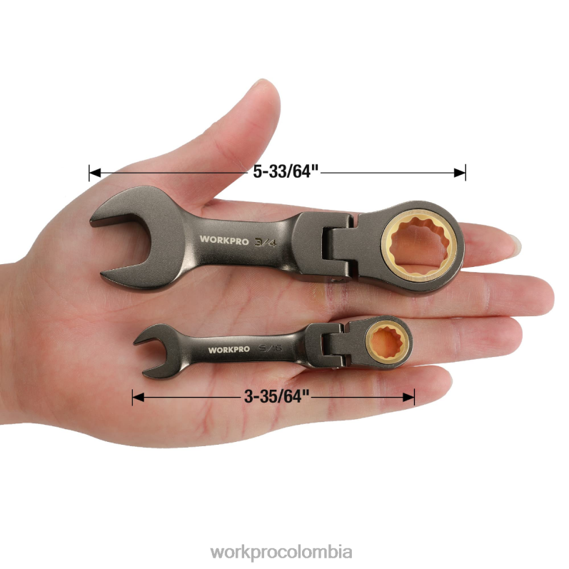 WORKPRO Juego de llaves combinadas de trinquete rechoncho y cabeza flexible de 8 piezas JP02P82 herramienta nuevo