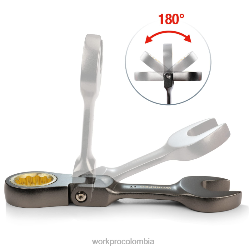 WORKPRO Juego de llaves combinadas de trinquete rechoncho y cabeza flexible de 8 piezas JP02P82 herramienta nuevo