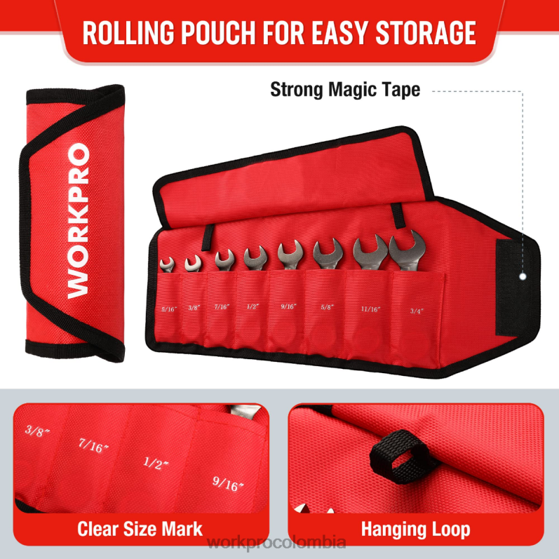 WORKPRO Juego de llaves combinadas de trinquete rechoncho y cabeza flexible de 8 piezas JP02P82 herramienta nuevo