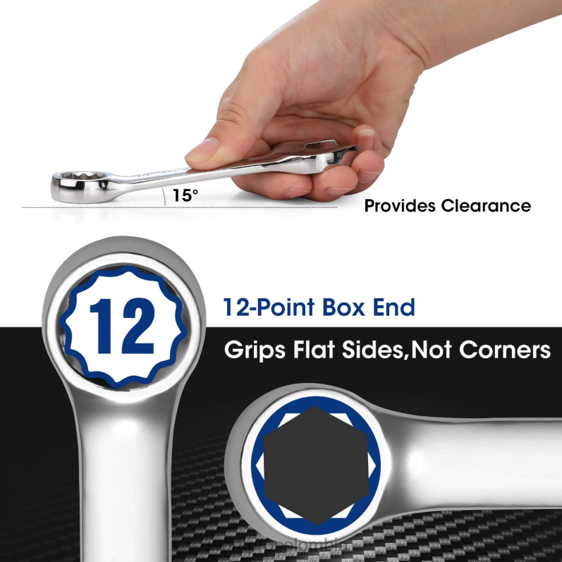 WORKPRO Juego de llaves combinadas rechonchas de 12 piezas JP02P97 herramienta útil