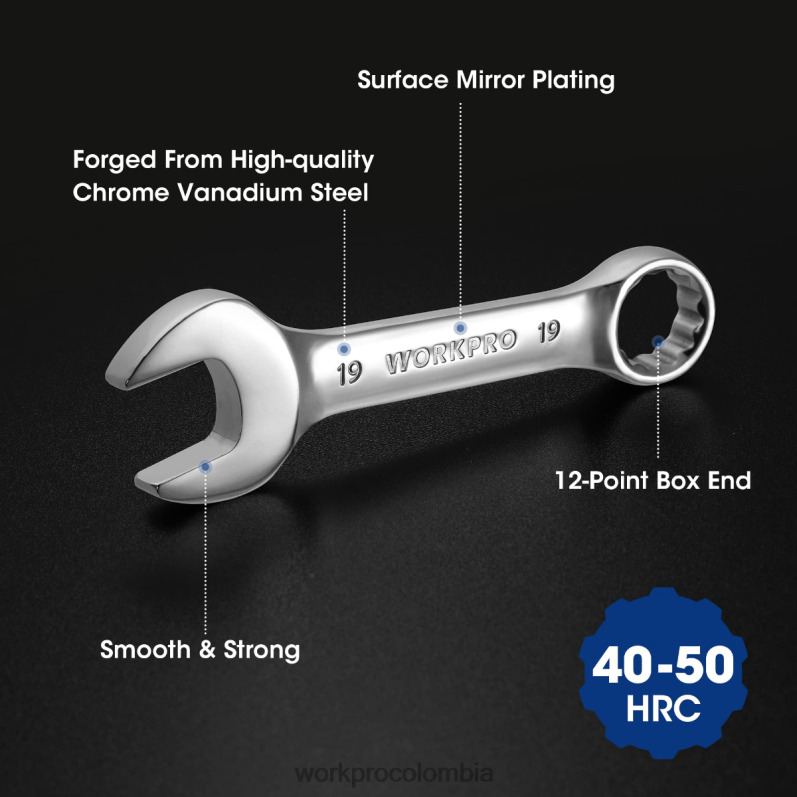 WORKPRO Juego de llaves combinadas rechonchas de 12 piezas JP02P97 herramienta útil