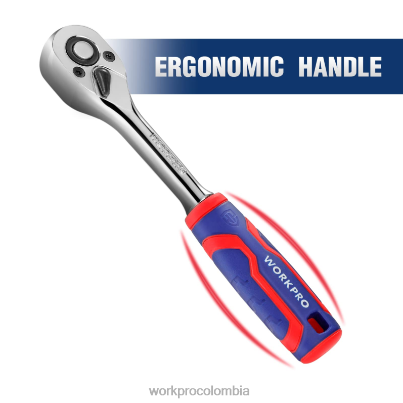 WORKPRO Juego de trinquete de 3 piezas, llave de tubo reversible de liberación rápida de acero 40cr de 72 dientes JP02P91 herramienta útil