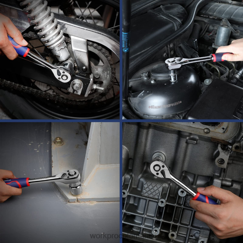 WORKPRO Juego de trinquete de 3 piezas, llave de tubo reversible de liberación rápida de acero 40cr de 72 dientes JP02P91 herramienta útil