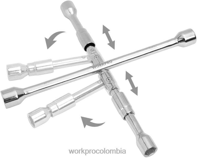 WORKPRO Llave cruzada de 4 vías con orejeta plegable universal de 14 pulgadas JP02P90 herramienta útil