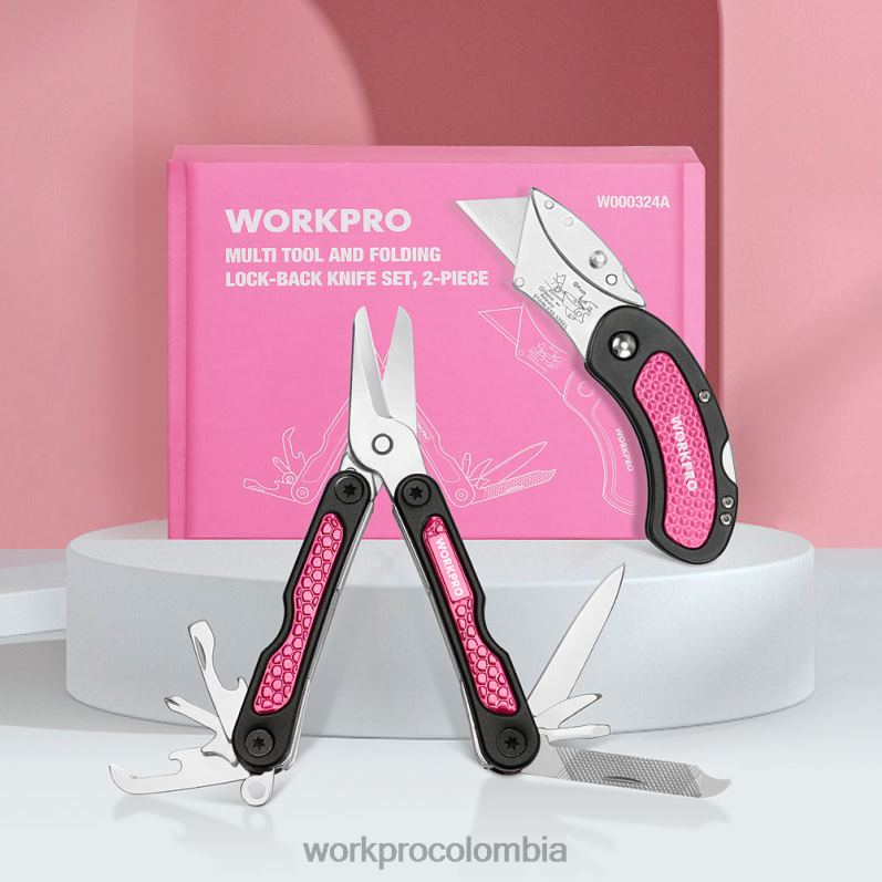 WORKPRO Juego de cuchillos multiusos y herramientas múltiples. JP02P44 herramienta rosa