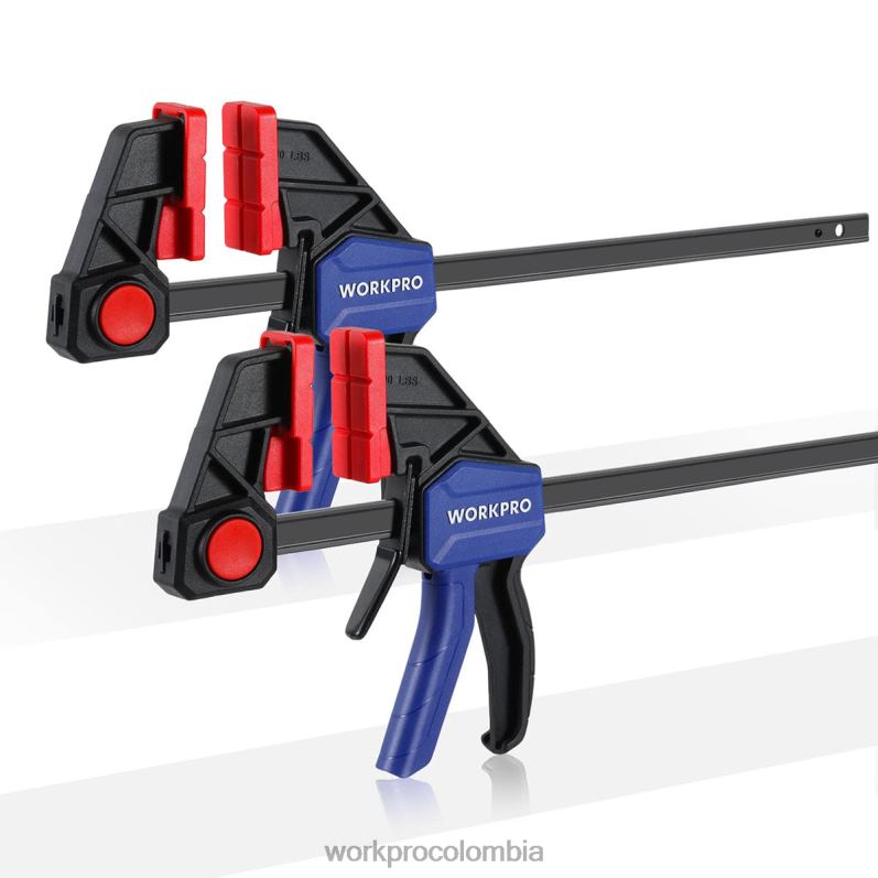 WORKPRO Abrazaderas de barra de 2 piezas para carpintería, abrazadera/esparcidor de una mano de 300 libras de servicio mediano JP02P123 herramienta útil