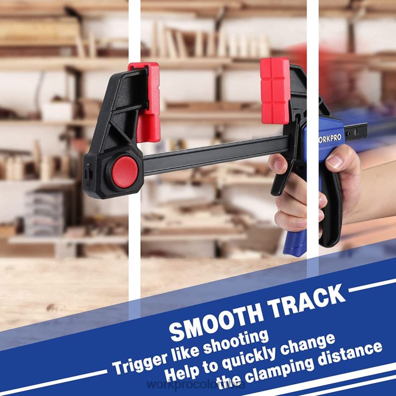 WORKPRO Abrazaderas de barra de 2 piezas para carpintería, abrazadera/esparcidor de una mano de 300 libras de servicio mediano JP02P123 herramienta útil