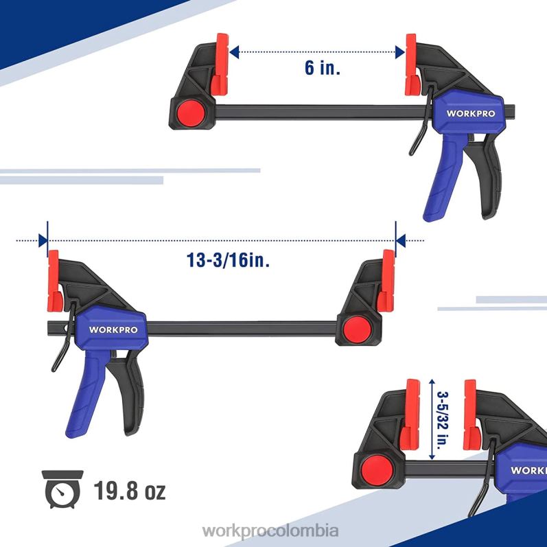 WORKPRO Abrazaderas de barra de 2 piezas para carpintería, abrazadera/esparcidor de una mano de 300 libras de servicio mediano JP02P123 herramienta útil