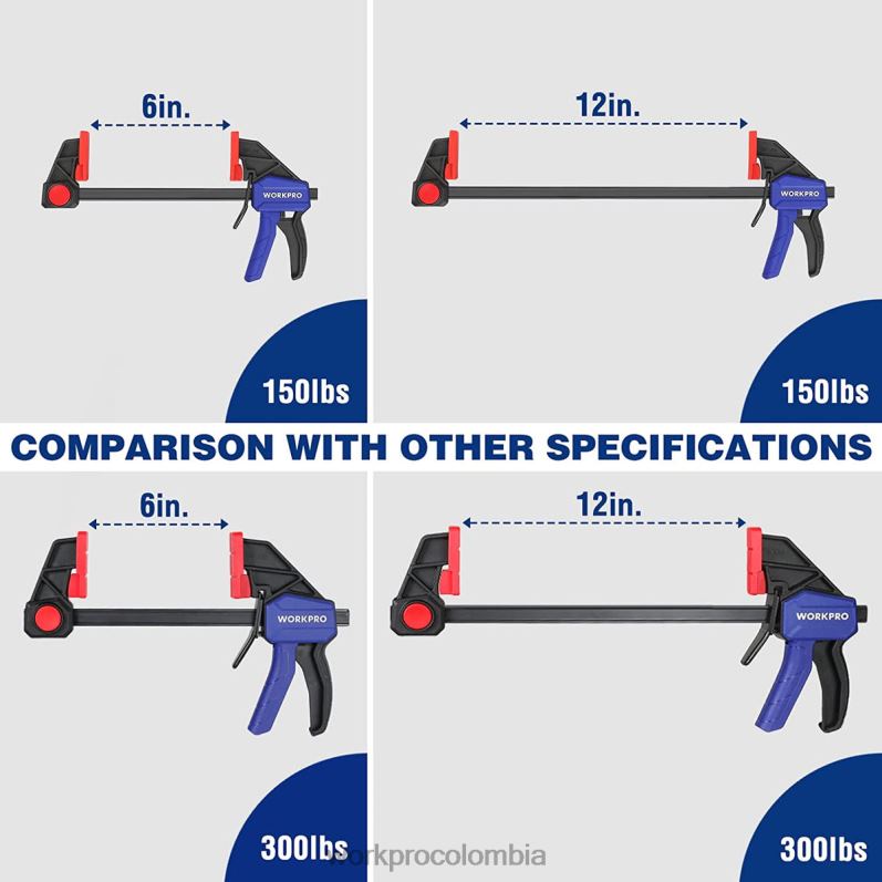 WORKPRO Abrazaderas de barra de 2 piezas para carpintería, abrazadera/esparcidor de una mano de 300 libras de servicio mediano JP02P123 herramienta útil