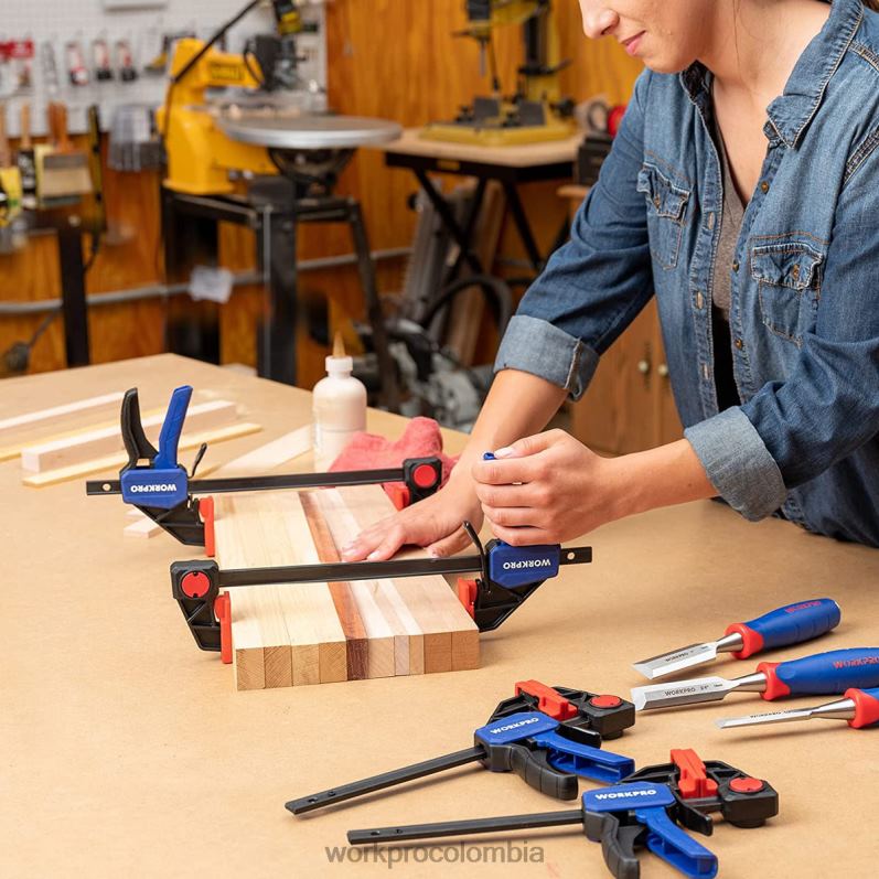 WORKPRO Abrazaderas de barra de 2 piezas para carpintería, abrazadera/esparcidor de una mano de 300 libras de servicio mediano JP02P123 herramienta útil