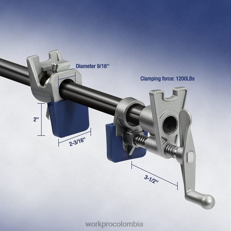 WORKPRO Abrazaderas de tubo de 2 piezas, abrazaderas de tubo livianas de fundición a presión de aluminio JP02P124 herramienta negro