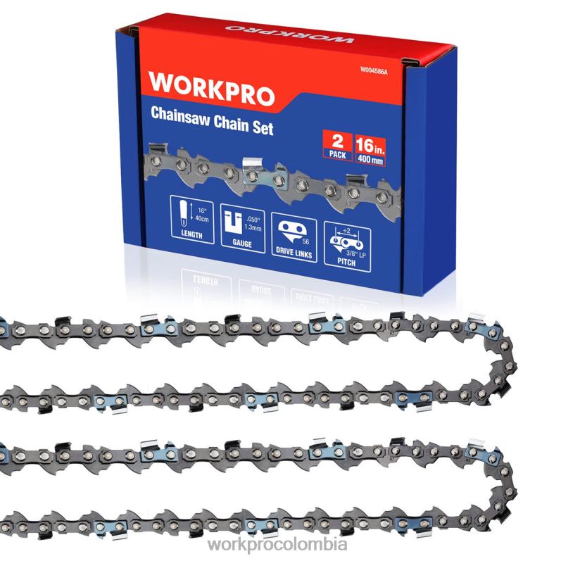 WORKPRO Paquete de 2 cadenas de motosierra, paso de 3/8", 56 eslabones impulsores, cadena de sierra para cortar madera para piezas de motosierra JP02P204 herramienta útil