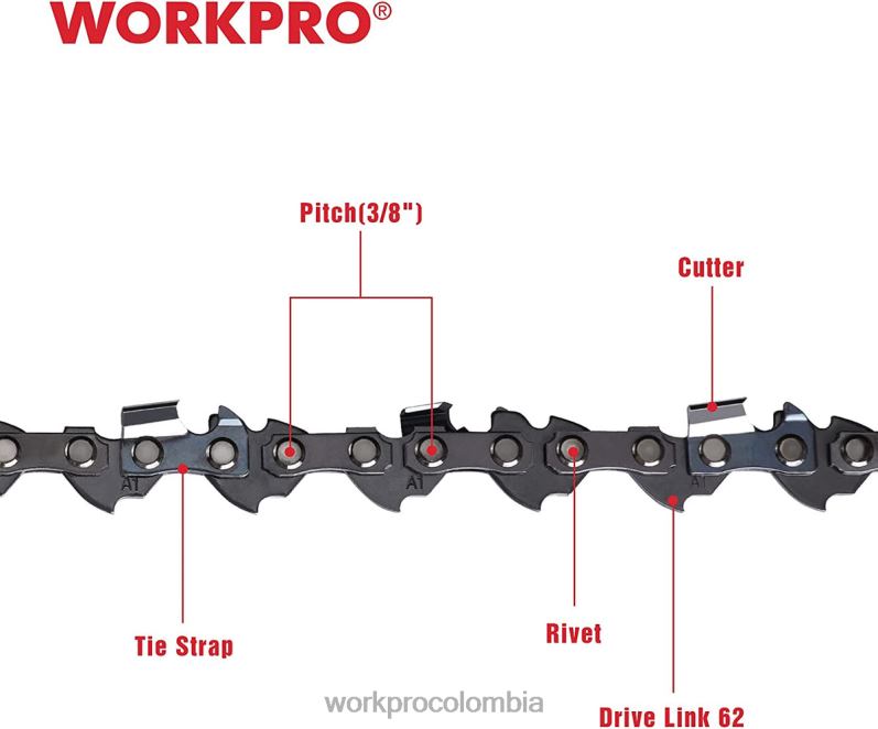 WORKPRO Paquete de 2 cadenas de motosierra, paso de 3/8