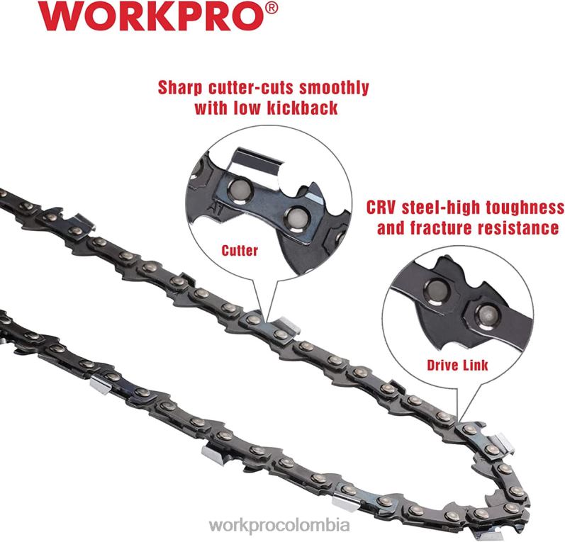 WORKPRO Paquete de 2 cadenas de motosierra, paso de 3/8