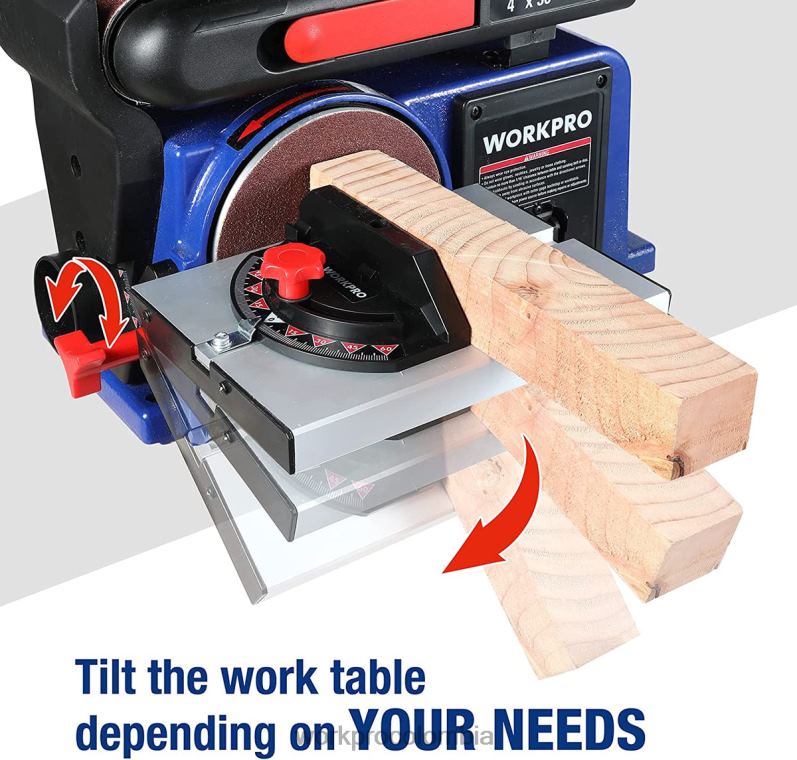 WORKPRO Lijadora de disco con correa, lijadora con correa de 4 x 36 pulgadas y disco de 6 pulgadas con 6 papeles de lija, base de hierro fundido para lijar carpintería JP02P235 herramienta útil