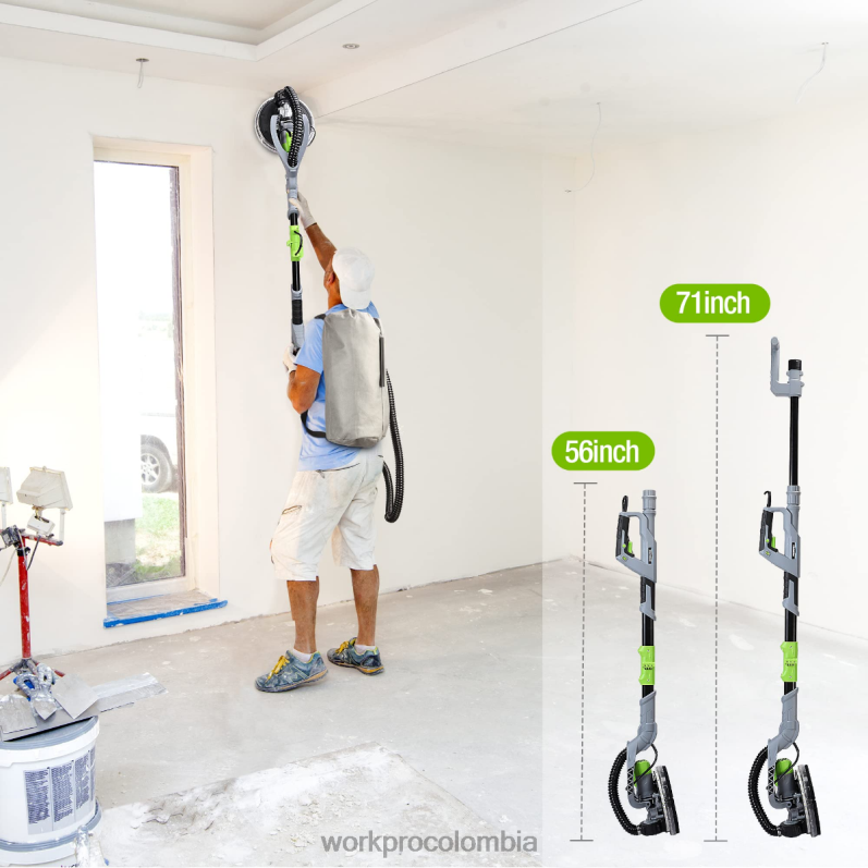 WORKPRO Lijadora eléctrica para paneles de yeso de 720w con aspiradora JP02P228 herramienta moderno