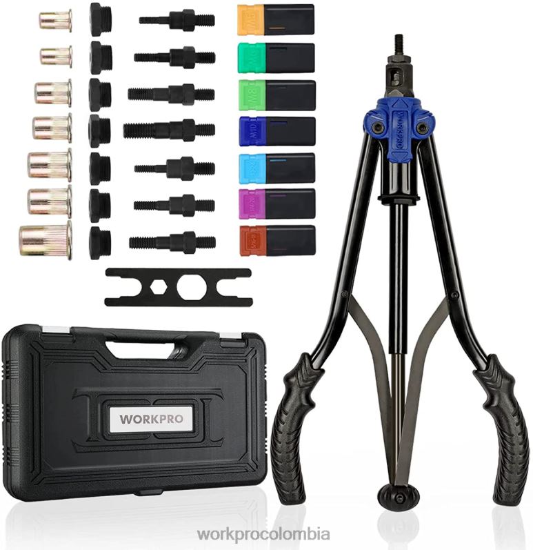 WORKPRO Herramienta para tuercas remachables, 70 Uds., tuercas remachables y estuche de transporte, kit de herramientas manuales roscadas JP02P309 herramienta útil