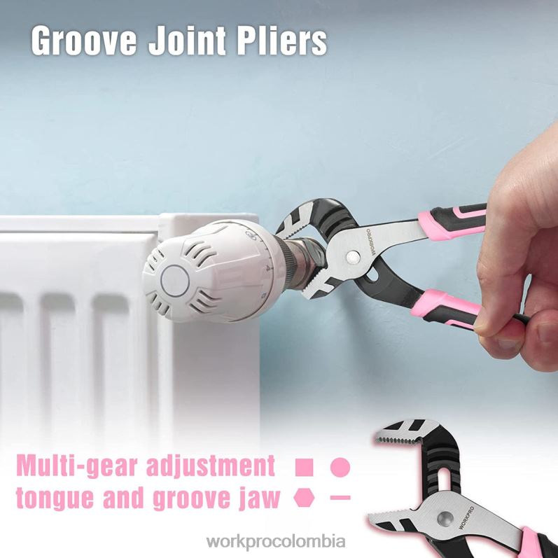 WORKPRO Juego de alicates de 4 piezas. JP02P251 herramienta rosa