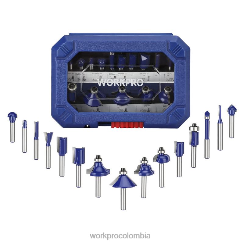 WORKPRO Juego de brocas para enrutador de 15 piezas, brocas para enrutador de carburo de tungsteno con vástago de 1/4 de pulgada JP02P130 herramienta moderno