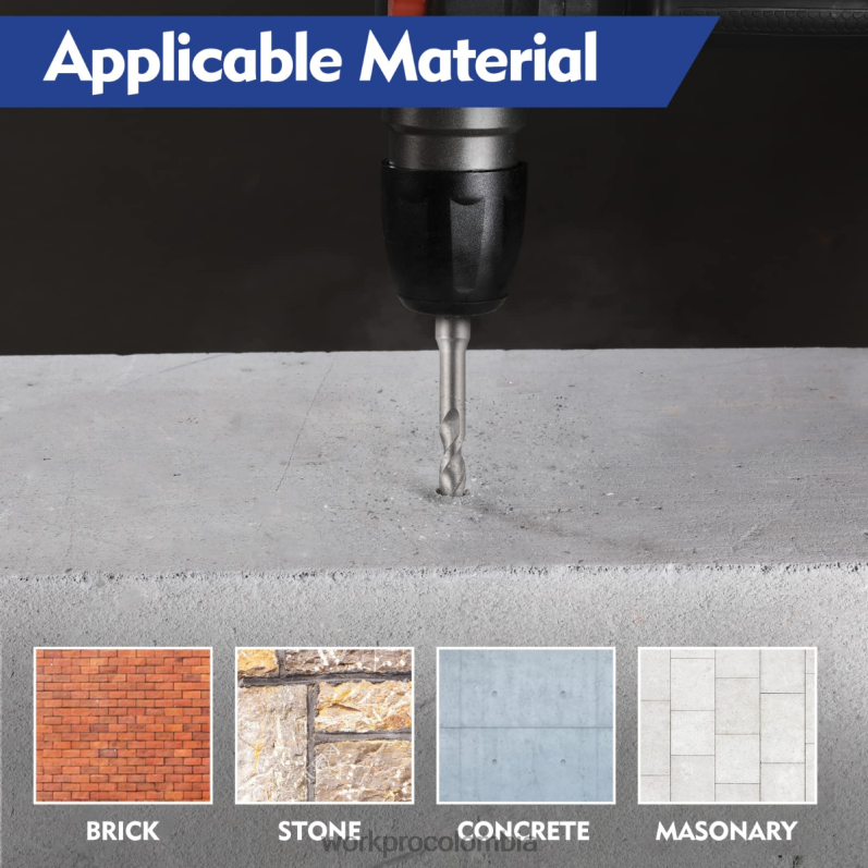 WORKPRO Juego de cinceles y brocas de martillo perforador sds-plus de 17 piezas JP02P199 herramienta útil