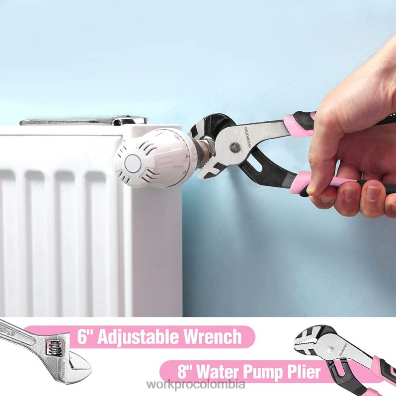 WORKPRO Juego de herramientas de 52 piezas, juego de herramientas para el hogar para mujer con caja de herramientas de almacenamiento, juego de herramientas básico - cinta JP02P249 herramienta rosa