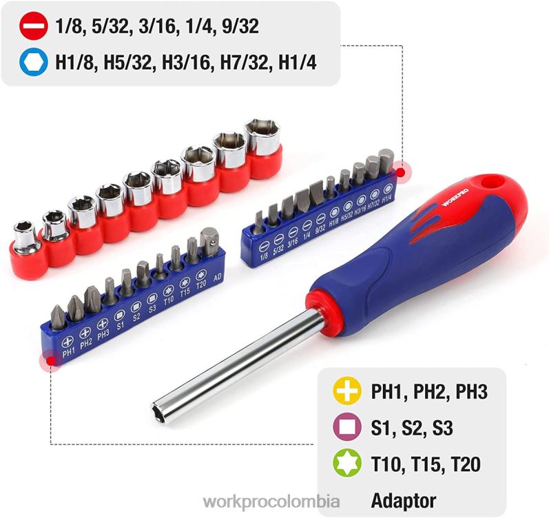 WORKPRO Juego de herramientas de mano para el hogar con cajón de cocina de 100 piezas con bolsa fácil de llevar JP02P304 herramienta útil