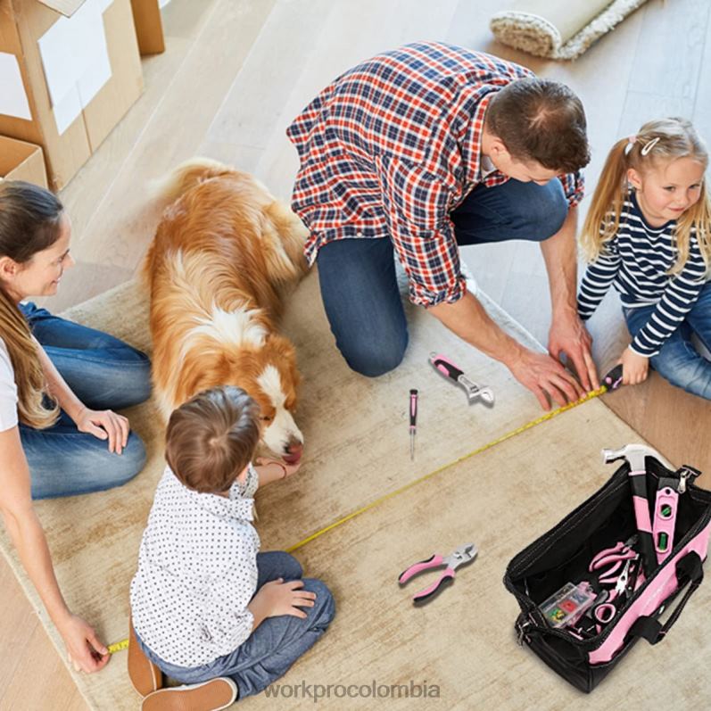 WORKPRO Juego de herramientas de reparación para el hogar de 106 piezas para dama con bolsa de almacenamiento abierta de boca ancha JP02P245 herramienta útil