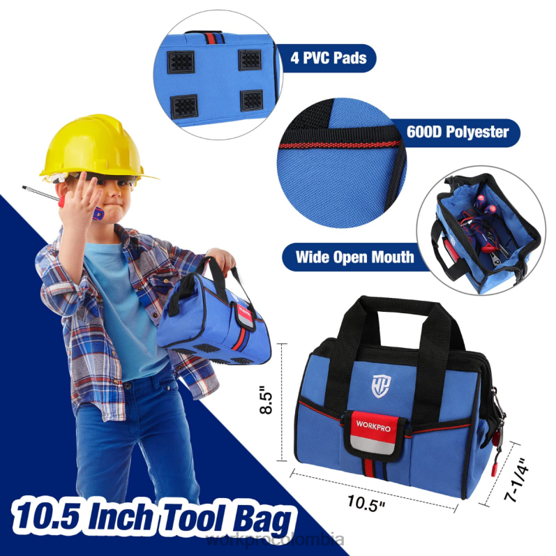 WORKPRO Juego de herramientas junior para niños de 9 piezas con bolsa de herramientas JP02P253 herramienta rosado azul