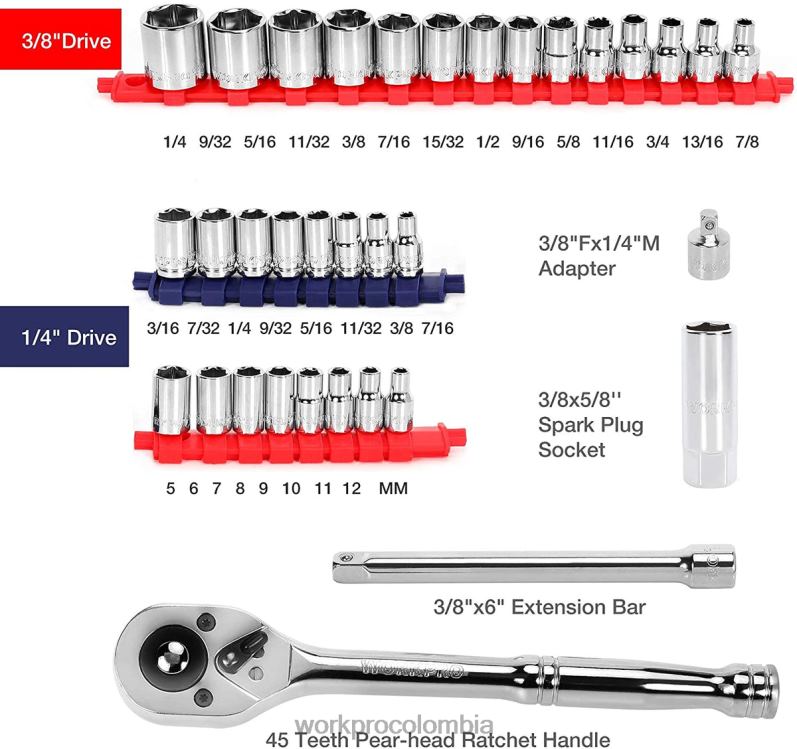 WORKPRO Juego de herramientas mecánicas de 87 piezas, kit de herramientas manuales con caja de herramientas de almacenamiento JP02P305 herramienta moderno